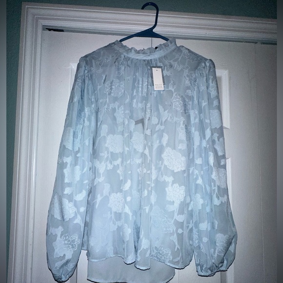 White House Black Market Tops - White House Black Market Size:.Large-Elegant Blue floral Blouse